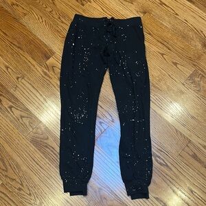 Tyler Jacobs Woman’s Black Joggers With White Splatter Size XS/S